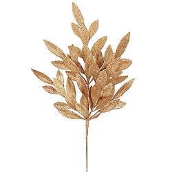 6 Copper Glitter Bay Leaf Decorative Artificial Christmas Floral Spray