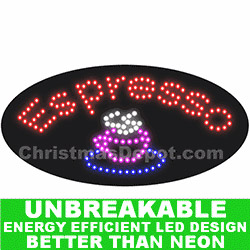 Flashing LED Lighted Espresso Sign