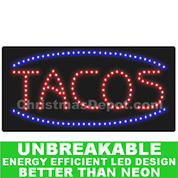 Christmastopia.com Flashing LED Lighted Tacos Sign