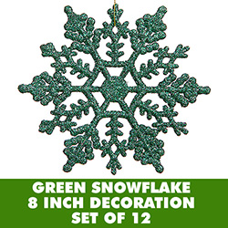 Christmastopia.com - 8 Inch Green Glitter Snowflake 12 per Set