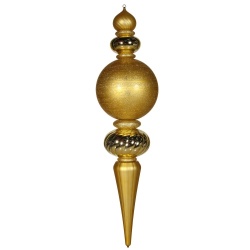 Christmastopia.com - 62 Inch Gold Assorted Finishes with Glitter Swirl Stripes Finial Christmas Ornament Shatterproof