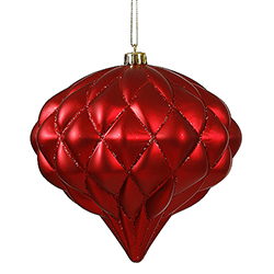 Christmastopia.com 5.7 Inch Red Matte Glitter Diamond Onion Christmas Ornament