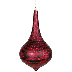 16 Inch Burgundy Matte with Glitter Onion Drop Christmas Ornament