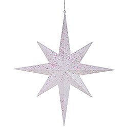 16 Inch White Glitter 8 Point Star Decoration