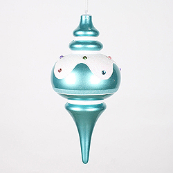 Christmastopia.com 10 Inch Candy Teal Snow Jewel Finial Ornament