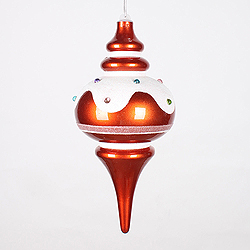 10 Inch Candy Orange Snow Jewel Finial Ornament