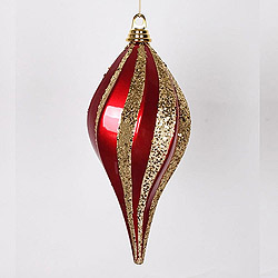 12 Inch Red And Gold Candy Glitter Swirl Drop Ornament