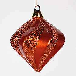 Christmastopia.com 6 Inch Orange Candy Glitter Swirl Diamond Christmas Ornament