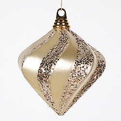 Christmastopia.com - 6 Inch Champagne Candy Glitter Swirl Diamond Christmas Ornament