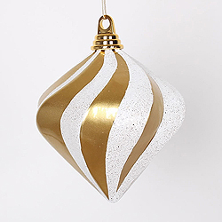 Christmastopia.com 6 Inch Gold And Silver Candy Glitter Swirl Diamond Christmas Ornament