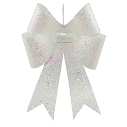 18 Inch White Sequin Bow Ornaments - Box Of 2