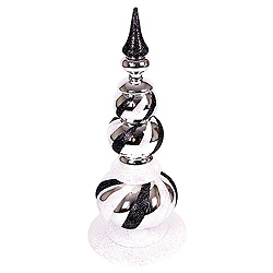 32 Inch Silver Black And White Shiny Glitter Finial