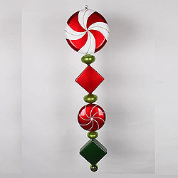 Christmastopia.com - Jumbo 45 Inch Shiny Red Candy with Lime Glitter Christmas Finial Ornament