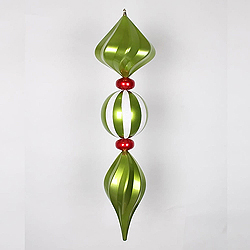 Christmastopia.com Jumbo 39 Inch Lime Red Candy with Iridescent White Glitter Stripes Christmas Finial Ornament