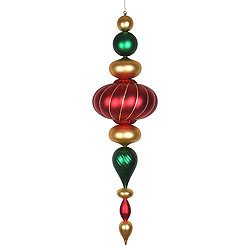 Christmastopia.com 45 Inch Green Gold And Red Matte Jumbo Finial