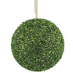 6 Inch Lime Sequin Glitter Round Ornament 2 per Set