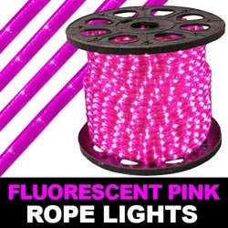 300 Foot Fluorescent Pink Mini Rope Lights 3 Foot Increments