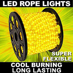 150 Foot LED Yellow Mini Rope Lights 3 Foot Increment