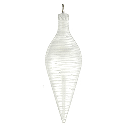 15.75 Inch White Iridescent Tear Drop with Glitter Shatterproof Christmas Ornament