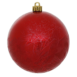 6 Inch Red Crackle Ball Ornament 4 per Set