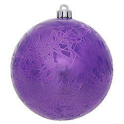 6 Inch Purple Crackle Ball Ornament 4 per Set