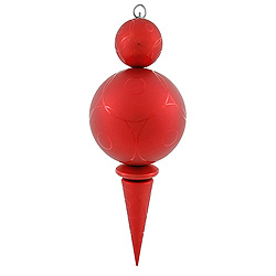 Christmastopia.com 26 Inch Red Matte Glossy Swirl Christmas Finial Ornament Shatterproof UV