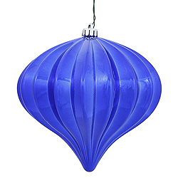 5.7 Inch Cobalt Blue Shiny Onion Ornament 3 per Set
