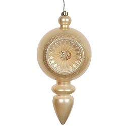 15.75 Inch Champagne Candy Diamond Reflector Christmas Finial Ornament Shatterproof UV