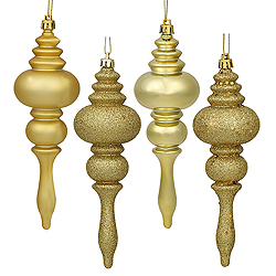 Christmastopia.com - 7 Inch Gold Finial Ornament Assorted Finishes Box of 8