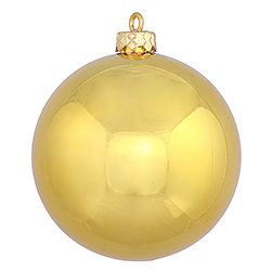 Gold Shiny Finish Round Christmas Ball Ornament Shatterproof UV