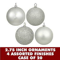 70MM Assorted Silver Plastic Ornament