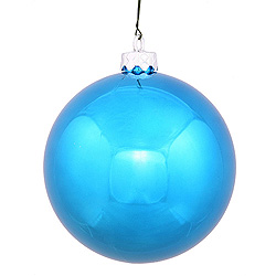 3 Inch Turquoise Shiny Round Ornament 12 per Set