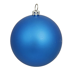 4 Inch Blue Matte Round Ornament 6 per Set