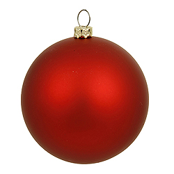 4 Inch Red Matte Round Ornament 6 per Set