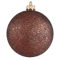 Christmastopia.com 4 Inch Chocolate Brown Sequin Finish Round Christmas Ball Ornament Shatterproof 4 per Set