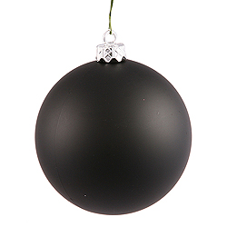 4 Inch Black Matte Round Ornament 6 per Set