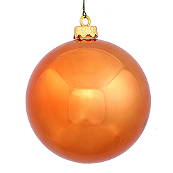 4 Inch Burnish Orange Shiny Round Ornament 6 per Set