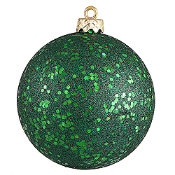 Christmastopia.com 4 Inch Emerald Sequin Round Ornament 6 per Set