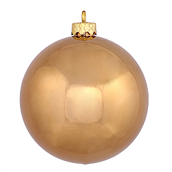 4.75 Inch Mocha Shiny Round Shatterproof UV Christmas Ball Ornament 4 per Set