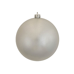 6 Inch Silver Candy Round Shatterproof UV Christmas Ball Ornament 4 per Set