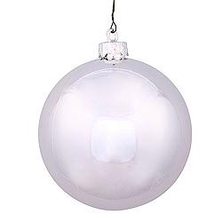 6 Inch Silver Shiny Round Shatterproof UV Christmas Ball Ornament 4 per Set