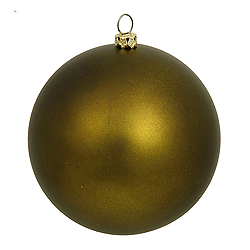 6 Inch Olive Matte Round Shatterproof UV Christmas Ball Ornament 4 per Set