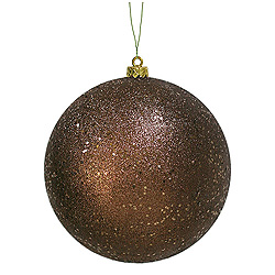 6 Inch Chocolate Sequin Round Shatterproof UV Christmas Ball Ornament 4 per Set