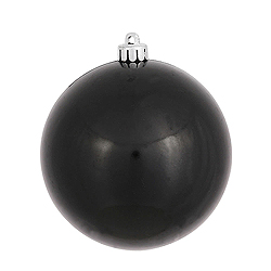 6 Inch Black Candy Round Shatterproof UV Christmas Ball Ornament 4 per Set