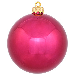 6 Inch Wine Shiny Round Shatterproof UV Christmas Ball Ornament 4 per Set