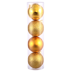 Christmastopia.com 8 Inch Antique Gold Ball Ornament Assorted Finishes 4 per Set