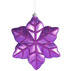 8 Inch Purple Snowflake Ornament 4 per Set