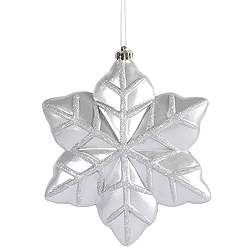 8 Inch Silver Snowflake Ornament 4 per Set