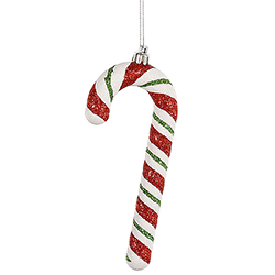 6 Inch Red White Green Candy Cane Christmas Ornament Set of 4