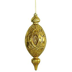 12 Inch Antique Gold Shiny Antique Finish Christmas Finial Drop Ornament Set of 2